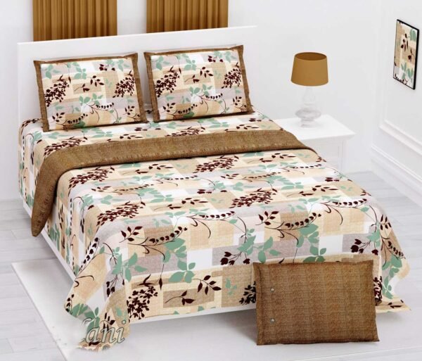 Floral Prints 300 TC Cotton Double Bed sheet with 2 Pillow Covers - Super King Size