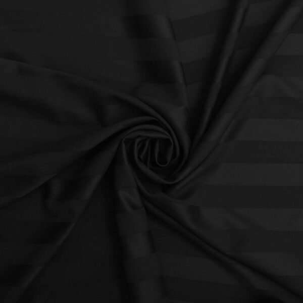 Black Satin Striped 300TC King Size Bed Sheet with Set Of Pillow Covers