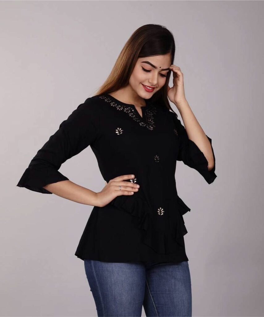 Buy Women Black Casual Top | Get Upto 50% Off on Women Tops