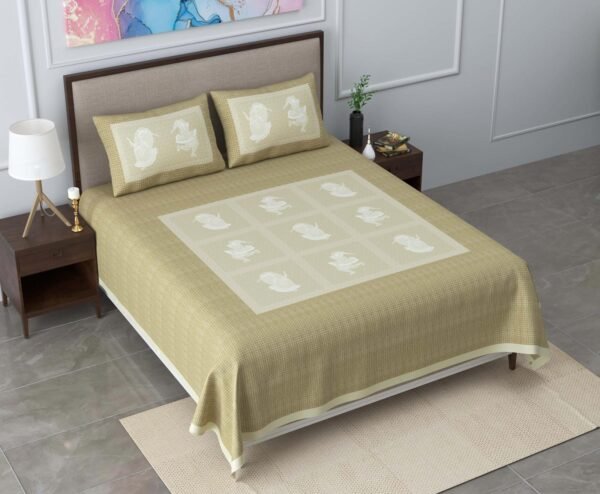 Burberry- Yellow Paisley Prints 250 TC Cotton Double Bed Sheet