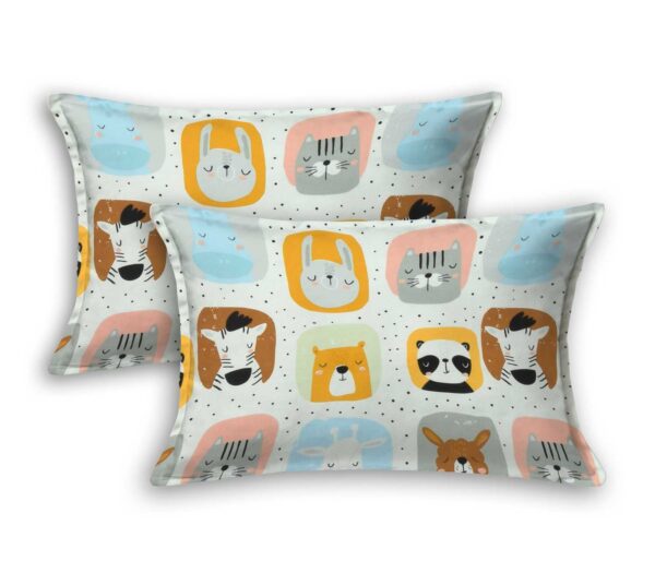Funky Animal Prints Kids Bedsheet Set with Pillow Covers, Sky Blue