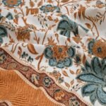 Jaipuri Gold Pure Cotton Double Bed Sheet King Size-Sea Green, Orange