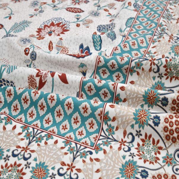 Jaipuri Print Pure Cotton Double Bed Sheet King Size - Blue