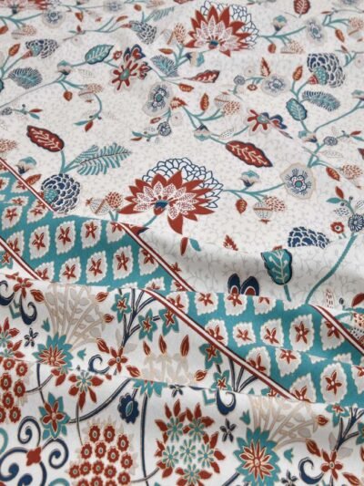 Jaipuri Print Pure Cotton Double Bed Sheet King Size - Blue