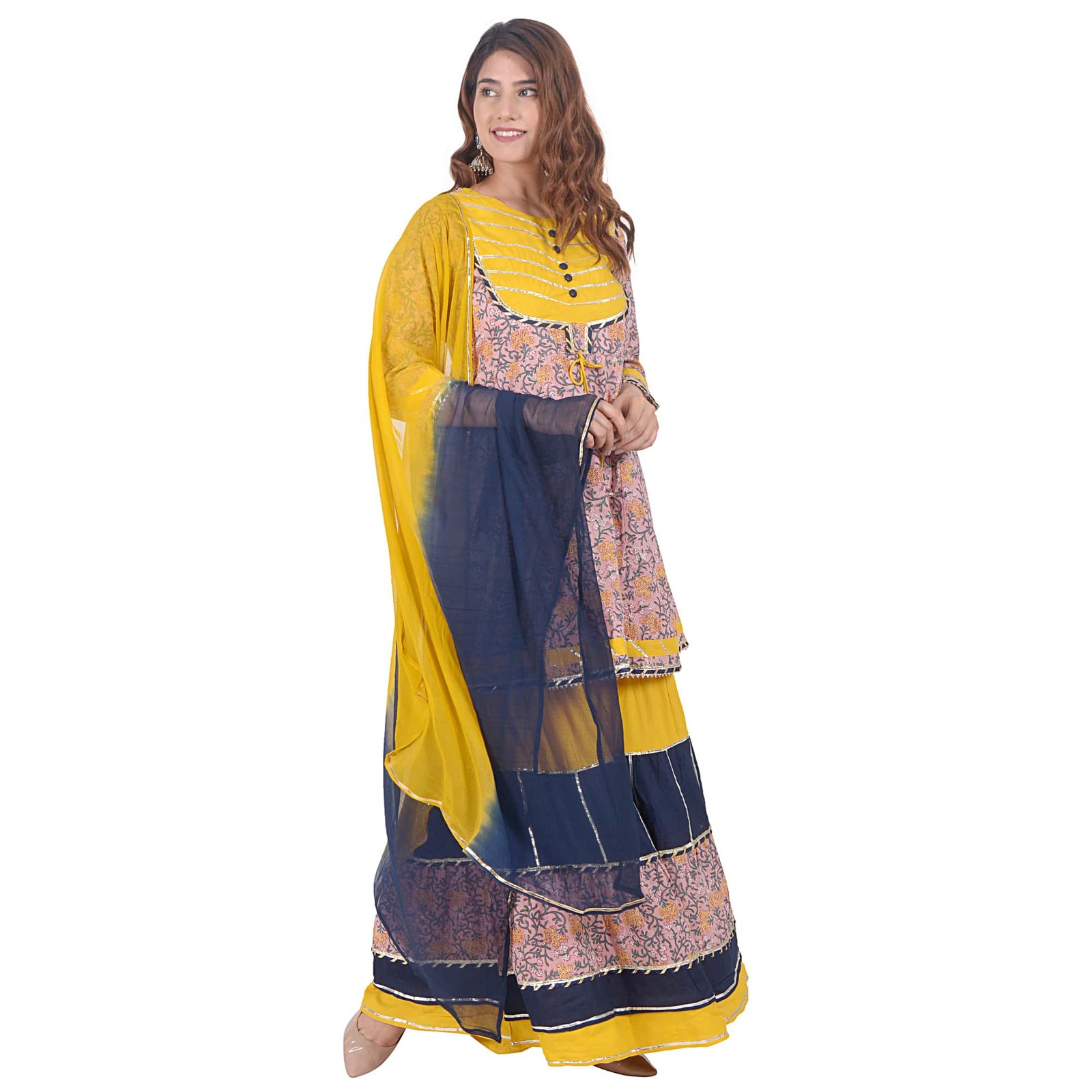 Buy Women Ethnic Wear Kurti with Sharara and Dupatta Set