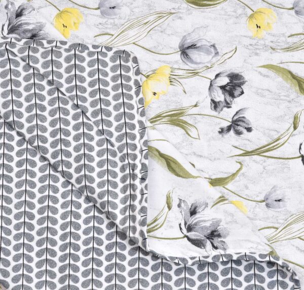 Tulip Print Single Bed Reversible Cotton Dohar - Grey