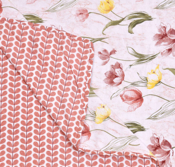 Tulip Double Bed Dohar (100% Cotton, Reversible) - Baby Pink