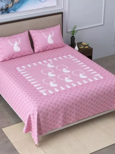 Premium Cotton Designer Double Bedsheet with Pillow Cases