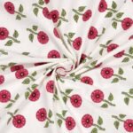Divine – Floral Print, Block Printed King Size Bedsheet With 2 Pillow Covers (Red, White 100% Cotton) - curled up bedsheet to show the quality of bedsheet