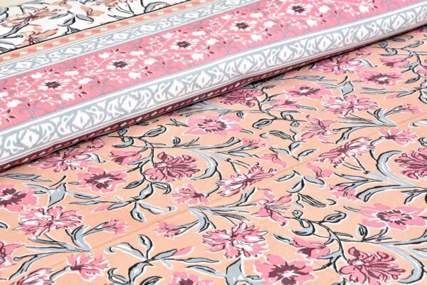 Ethnic Jaipuri Bedsheet - Cotton Double Bed Sheet with 2 Pillow Covers (Pink)