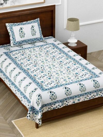 cotton bedsheet for single bed, single bedsheet, jaipuri print single bedsheet