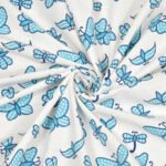 Butterfly Theme Double Bedsheet For Kids (King Size, 100% Cotton) - White, Blue