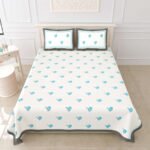 Little Birds Prints Kids Bedsheet with Pillow Covers (King Size, 100% Cotton) - Sky Blue, White