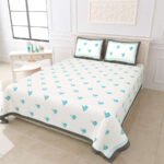 Little Birds Prints Kids Bedsheet with Pillow Covers (King Size, 100% Cotton) - Sky Blue, White