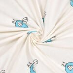 Little Birds Prints Kids Bedsheet with Pillow Covers (King Size, 100% Cotton) - Sky Blue, White