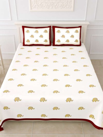 Jumbo Elephant Double Bedsheet For Kids with Pillow Covers (King Size, 100% Cotton)