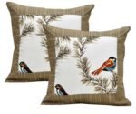 Cotton Birds Print Diwan Set with Bolster & Cushion Covers (Set of 8 pcs, Brown)
