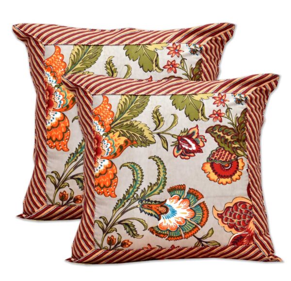 Orchid Prints Cotton Diwan Set with Bolster & Cushion Covers, Set of 8 Pieces, Multicolor