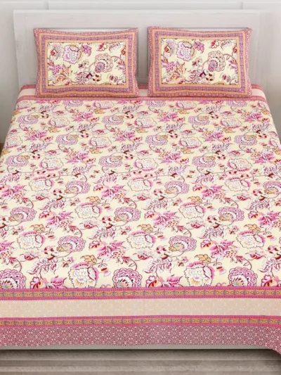 Divine- Jaipuri Prints 250 TC King Size Bed Sheet- (100% Cotton)
