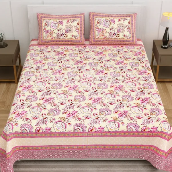 Divine- Jaipuri Prints 250 TC King Size Bed Sheet- (100% Cotton)