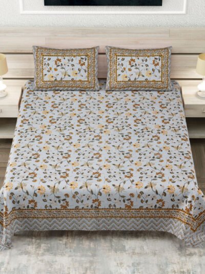 Divine- Royal Jaipuri King Bedsheet with 2 Pillow Covers 250 TC (Super King Size, 100% Cotton)