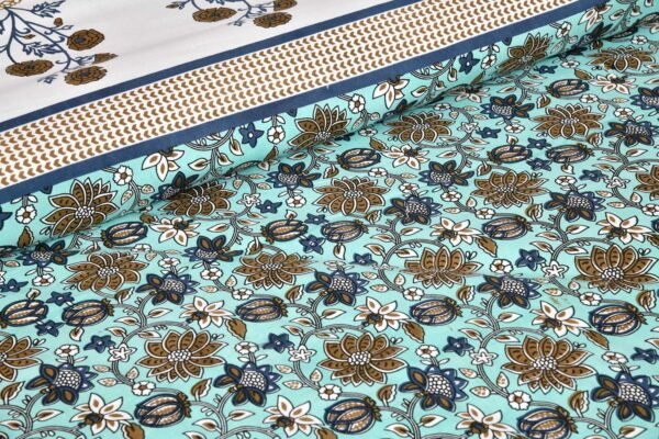 Elegance- Double Bedsheet Set (100% Cotton, Blue)