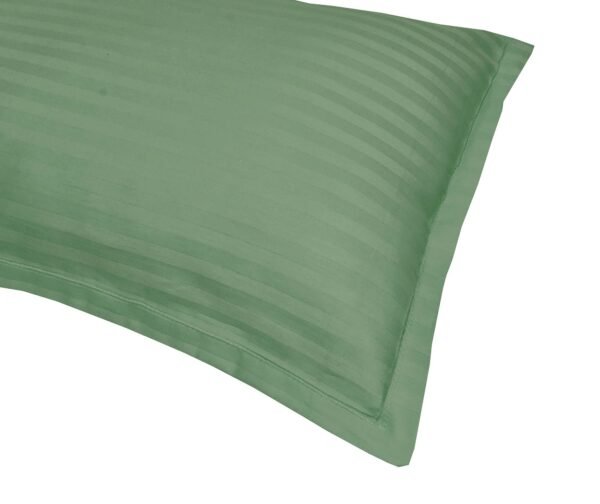 Green Striped 300 TC Cotton Satin King Size Bedsheet with Set Of Pillow Covers