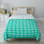 Jumbo Green Single Bed Comforter For Kids (100% Cotton, Reversible Prints)