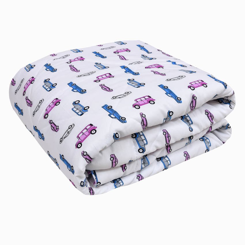 Monster Car Reversible Print Comforter Bed Set for Kids Single Bed(White)