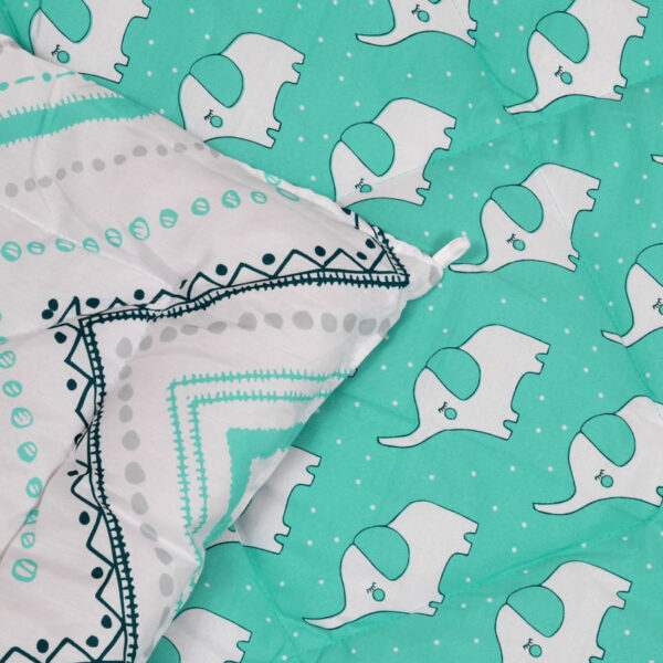 Jumbo Green Single Bed Comforter For Kids (100% Cotton, Reversible Prints)
