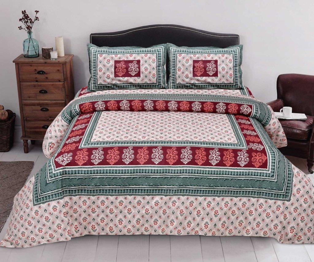 Bagru Print Double Bedsheet (King Size, 100% Cotton, Brown, Cream)