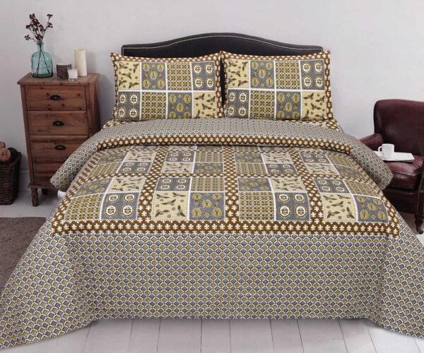 Bagru Print Double Bedsheet (King Size, 100% Cotton, Brown, Cream)