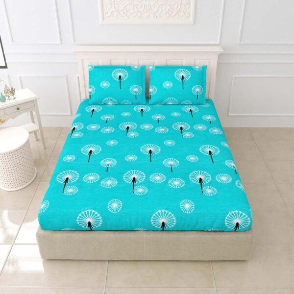 Diva - Soft Glace Cotton King Size Bed Sheet Set (Blue)