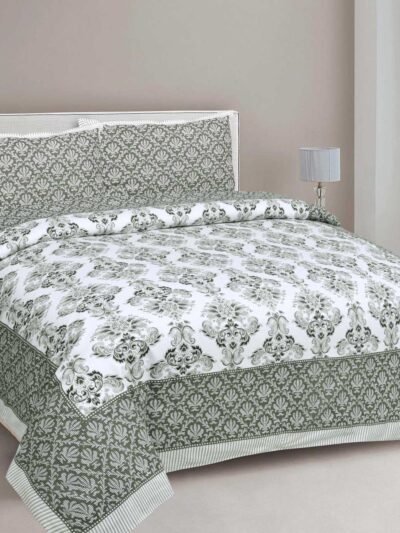 Jaipur Prints Cotton Double Bed Sheet King Size @799 (Green, 100% Cotton)