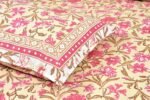 Floral 210 TC Double Bedsheet | 100% Cotton | Pink, Yellow | 2 Set of Pillow covers TC