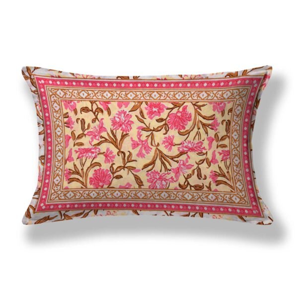 Jaipuri Single Bedsheet Pure Cotton (Pink, 1 Pillow cover)