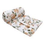 Mustard Floral Double Bed Comforter Blanket Set (100% Cotton, Reversible Prints)