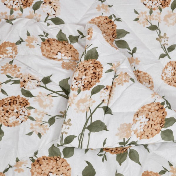 Mustard Floral Double Bed Comforter Blanket Set (100% Cotton, Reversible Prints)