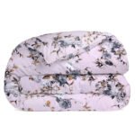 Blue Floral Double Bed Comforter Blanket Set (100% Cotton, Reversible Prints)