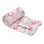 Peach Floral Double Bed Comforter (100% Cotton, Reversible Prints)
