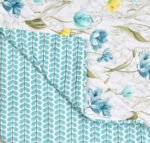 Tulip Print Double Bed Cotton Dohar/AC Blanket (Reversible, 100% Cotton) - Blue