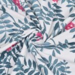 Leaf Print Double Bed Cotton Dohar (100% Cotton, Reversible) – sky blue