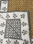 Cotton Mulmul Double Bed Jaipuri Razai Quilt Light Yellow Floral Block Print
