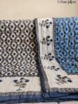 Cotton Mulmul Double Bed Jaipuri Razai Quilt Light Blue Floral Block Print
