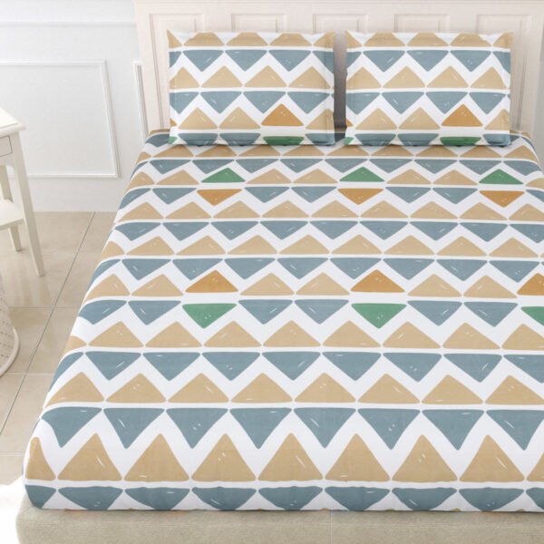 Diva - Soft Glace Cotton King Size Bed Sheet Set (White, Teal)