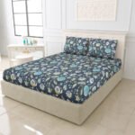 Diva – Soft Glace Cotton King Size Bed Sheet Set (Blue Gray)