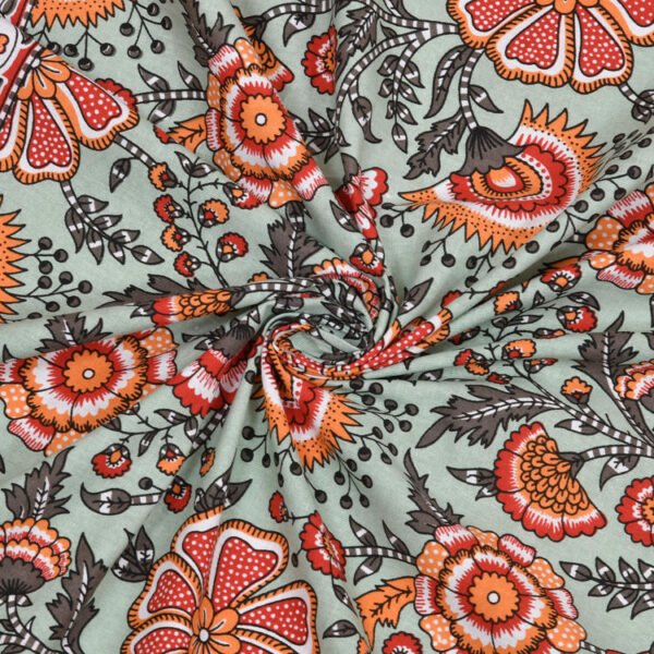 Jaipuri Print Green Base Cotton Single Bedsheet