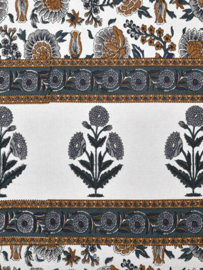 Jaipuri Print Green Border Cotton Single Bedsheet - 1 Pillow Cover
