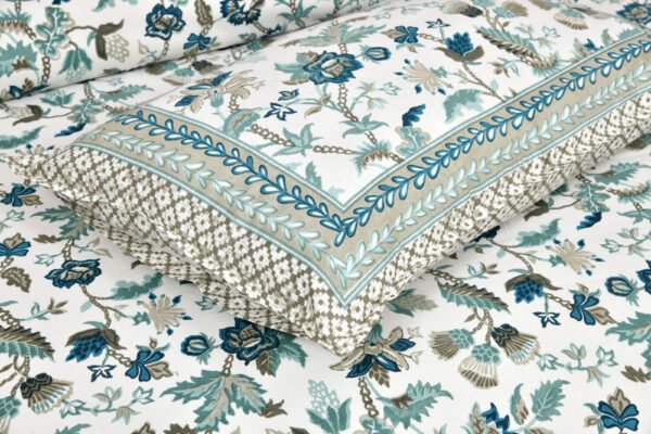 Elegance- Floral Printed Double Bedsheet Set (100% Cotton, Multicolor)
