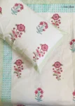 Floral Print Hand Block Bedsheet for Single Bed - Pink, Blue | Urban Jaipur